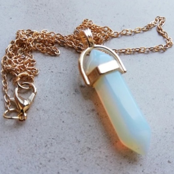 Gorgeous Quartz Gold Necklace, NEW - Picture 4 of 8